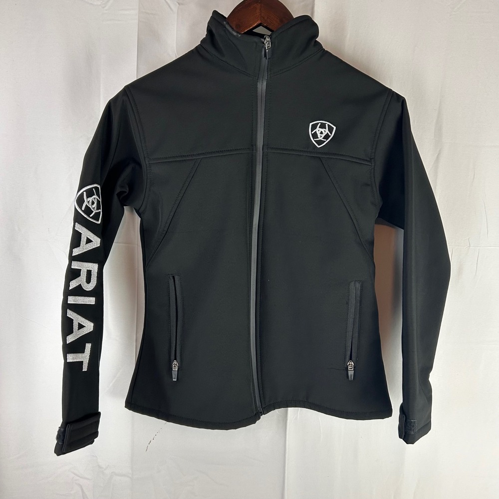 Ariat Black Softshell Jacket Logo Embroidered Ful… - image 1